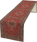 Vintage Boho Floral Table Runner, Rustic Country Farmhouse Red Black Retro Flower Pattern for Home Kitchen Table Decor Dining Coffee Room Party Decor 13x120in
