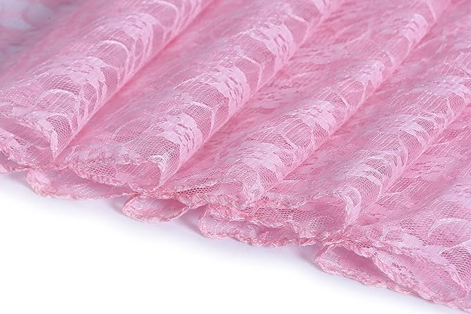 MDS Pack of 15 Wedding 12 x 108 inches Lace Table Runner for Wedding, Decorations for Birthday Parties, Banquets, Graduations, Engagements, and Runners fit Rectangle, Round Table- Blush Pink