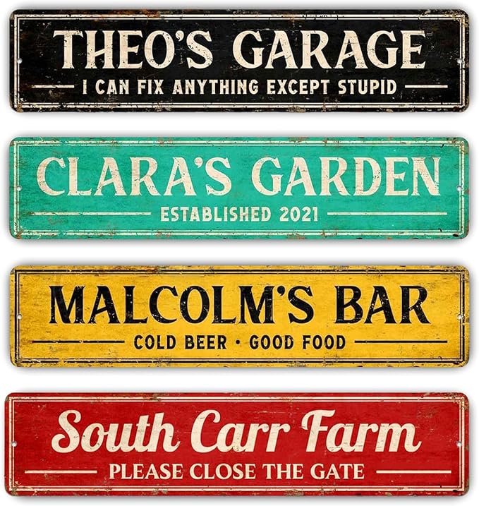 Custom Metal Signs for Home Decor - Personalized Outdoor Street Sign, Fade Resistant Aluminum, UV Protected & Weatherproof - 4x18 Inches