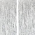 Silver Foil Fringe Curtain 3.3×8.3FT 2 Packs, Metallic Tinsel Curtains Party Streamers for Birthday Graduation Baby Shower Decoration (2pcs,3.3FT×8.3FT, Silver)