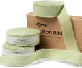 Sage Green Ribbon 5/8" x 21 Yards with Frayed Fringe Fabric Cotton Ribbons for Gift Wrapping Wedding Invitations Flower Bouquet Baby Shower