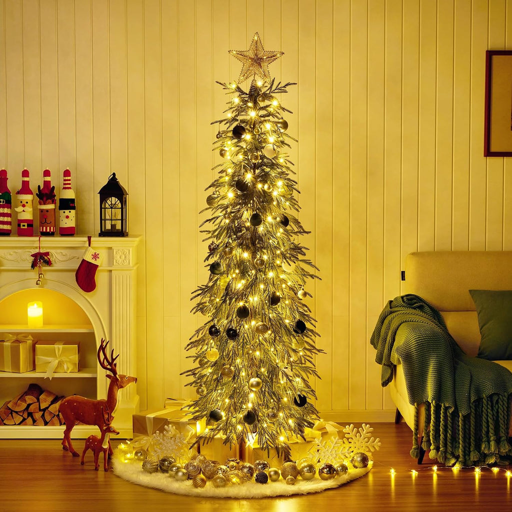 verinatural 6ft prelit christmas tree with lights, skinny, package contents