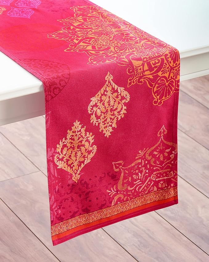 Maison d' Hermine Table Runner 100% Cotton Double Layer Table Runners 108 inches Long for Thanksgiving Christmas Decorations Home Kitchen Dining Party Wedding (Versailles, 14.5" x 108")