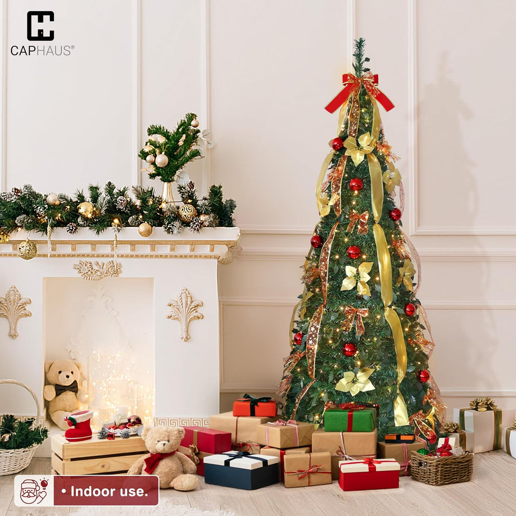 caphaus 6ft pop up christmas tree with 300, front angle view
