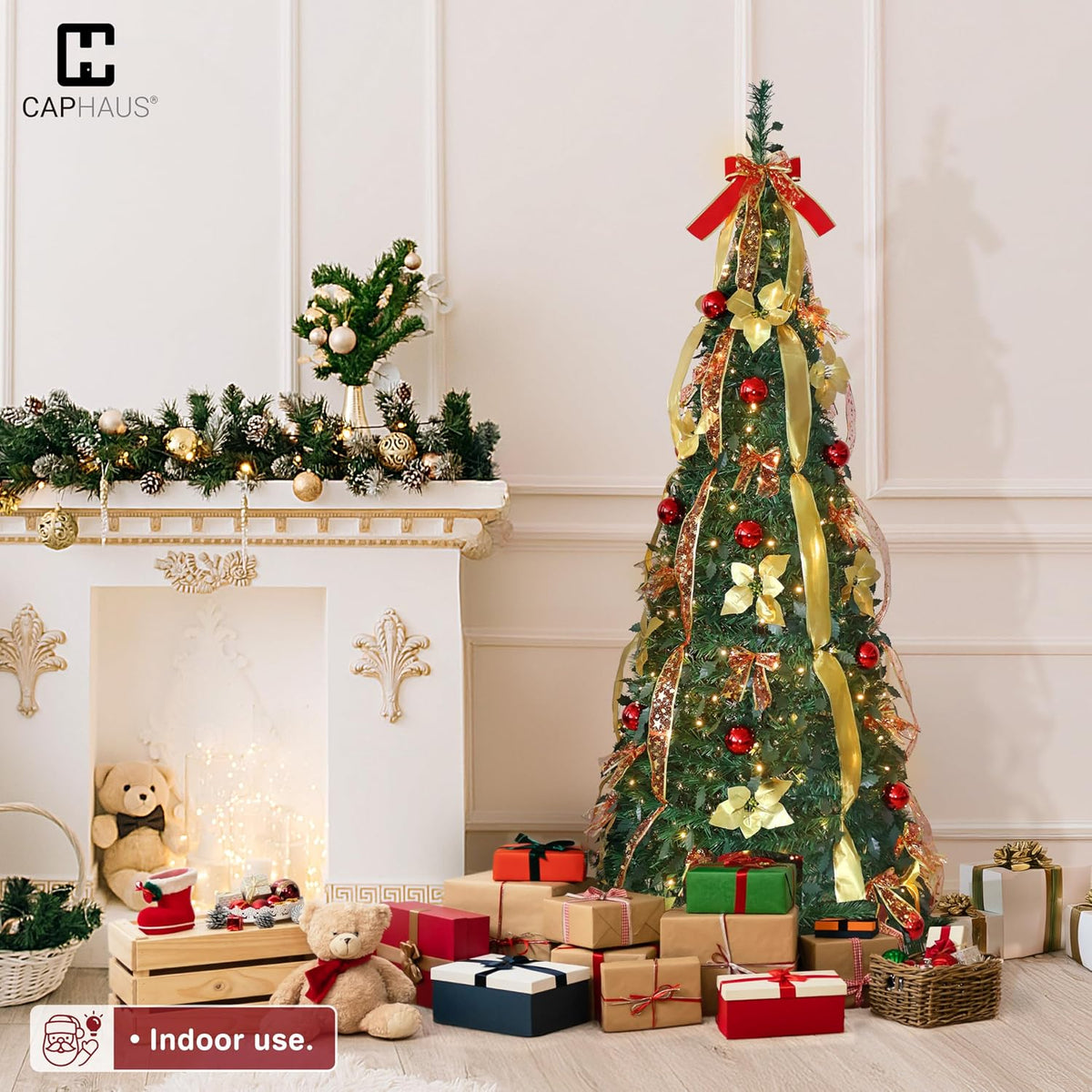 caphaus 6ft pop up christmas tree with 300, front angle view