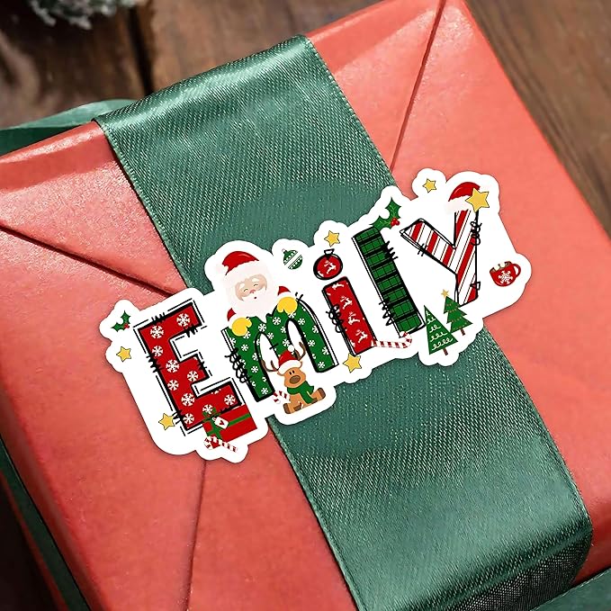 28Pcs Personalized Christmas Gift Tags - Gifts Wrap Envelope Seals Ideas Merry Christmas Labels - Fun Holiday Gift Stickers - Cute Xmas Sticker Label - Custom Name Xmas Gifts Wrapping Present Tag