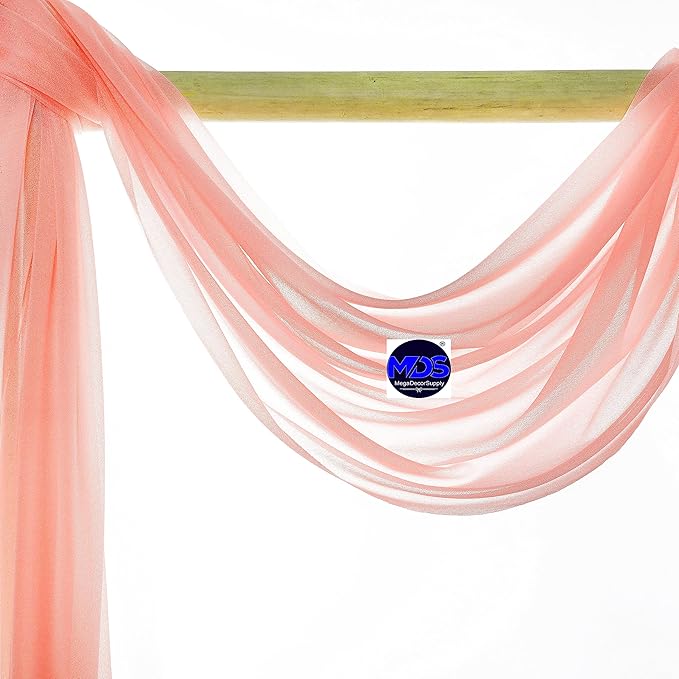 MDS Halloween Chiffon Draping Fabric - 2 Panel, 30" Wide x 50ft Long - Sheer Spooky Arbor & Canopy Drapery for Haunted House Backdrops, Party Ceilings, DIY Costumes & Themed Events - Peach