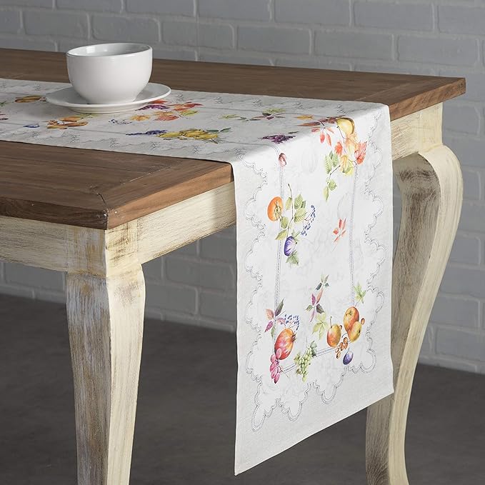 Maison d' Hermine Table Runner 100% Cotton Single Layer Table Runners 48 inches Long for Thanksgiving Christmas Decorations Home Kitchen Dining Party Wedding (Fruit D'Hiver, 14.5" x 48")