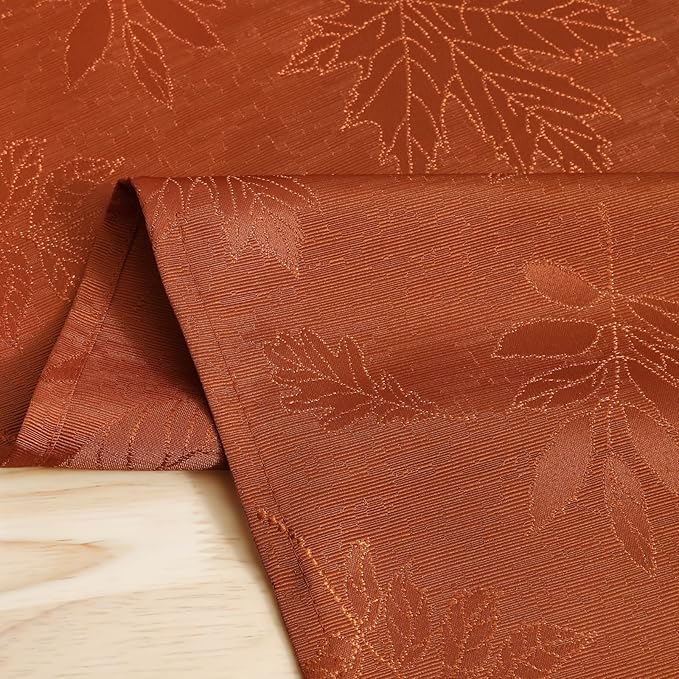 Smiry Fall Table Runner - 13x72 Inch Autumn Leaves Damask for Harvest Parties and Thanksgiving Dinner, Rust