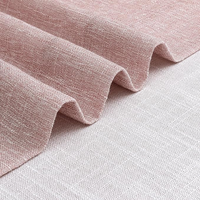 Vision Home Pink Pinch Pleated Semi Sheer Curtains for Girls Bedroom Living Room Textured Light Filtering Window Curtains 102 inch Rayon Blended Pinch Pleat Pink Drapes with Hooks 2 Panels 40"Wx102"L