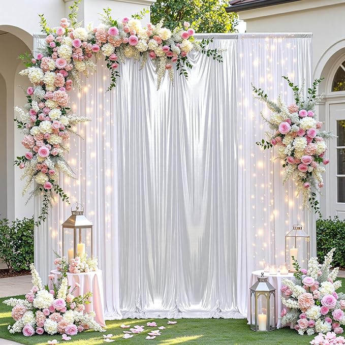 leegleri 30x10ft Thick Silver Glitter Backdrop Curtain Panels for Parties, Wrinkle Free Sequin Sparking Photo Backdrop Drapes, 6Panels 5x10ft Shimmer Back Drop Cloth for Wedding Birthday Photography