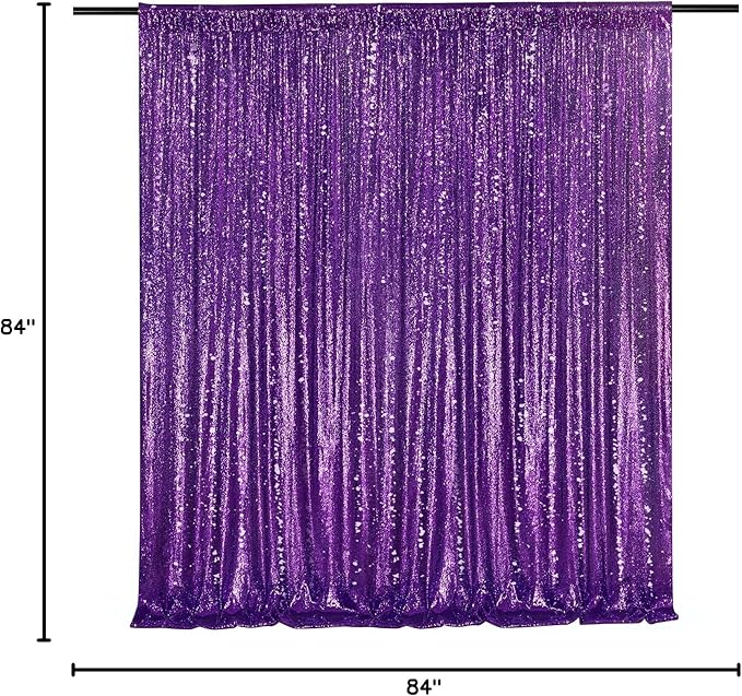 7ft x 7ft Purple Sequin Backdrop Glitter Party Backdrop Curtains Photo Background for Baby Shower Wedding Wall Decorations