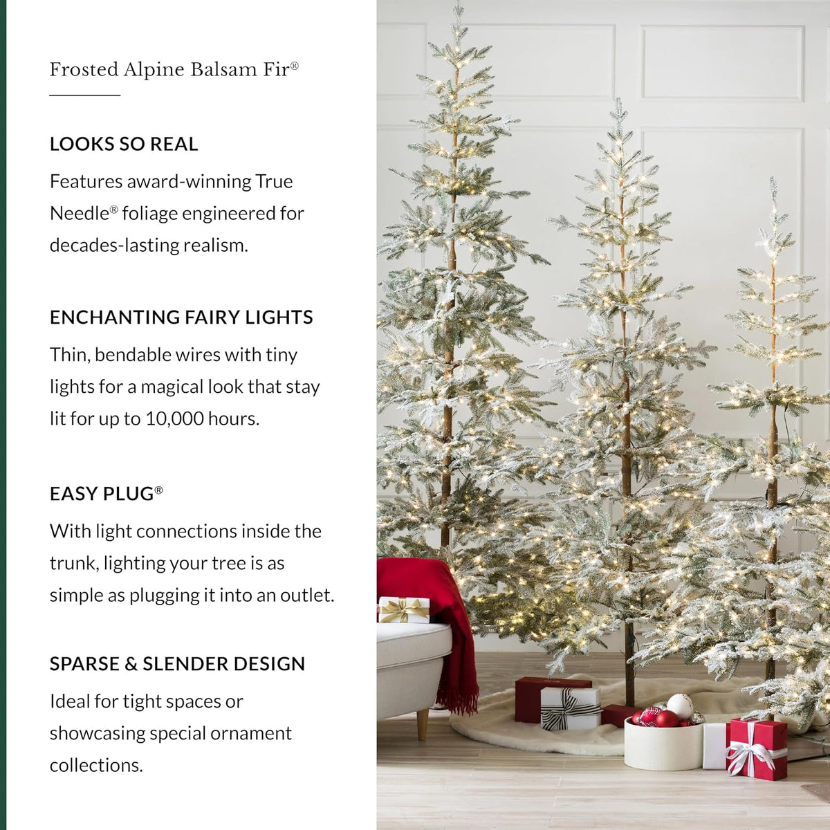 Balsam Hill Frosted Alpine Balsam Fir - Snow-Kissed Artificial Christmas Tree...