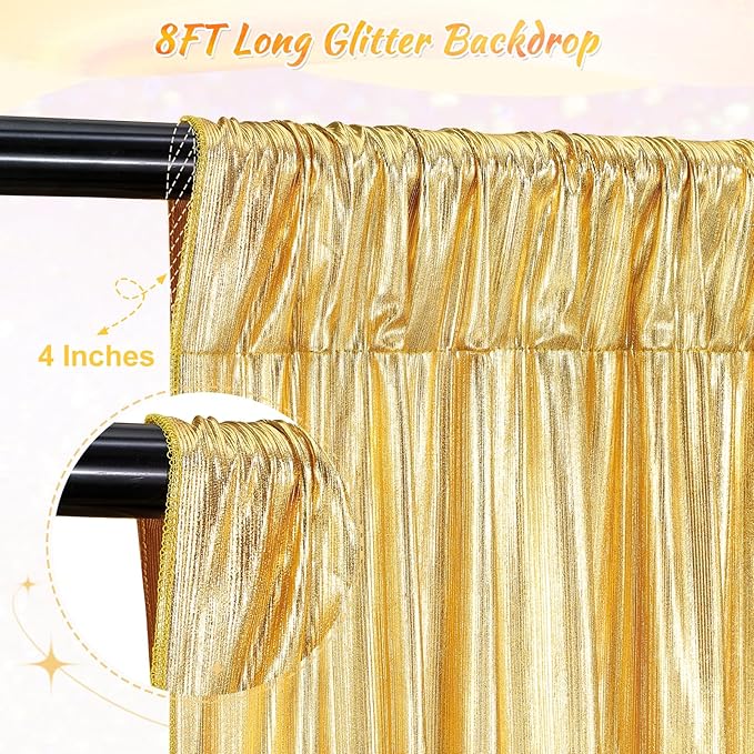 Gold Backdrop Background Party Decortaions - 9.6x8FT Sequin Backdrop Curtains for Hallowee Christmas Graduation Birthday Decor