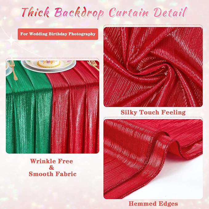 Red Backdrop Curtain for Wedding Parties: 4.8x8FT Chrstmas Curtains Backdrop Drapes for Graduation Birthday Photography Home Decoration