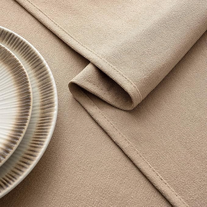MIULEE Brown Linen Tablecloth 52x70 Inch Rectangle Table Cloth Waterproof,Stain Resistant & Wrinkle Resistant for Dining Party Wedding