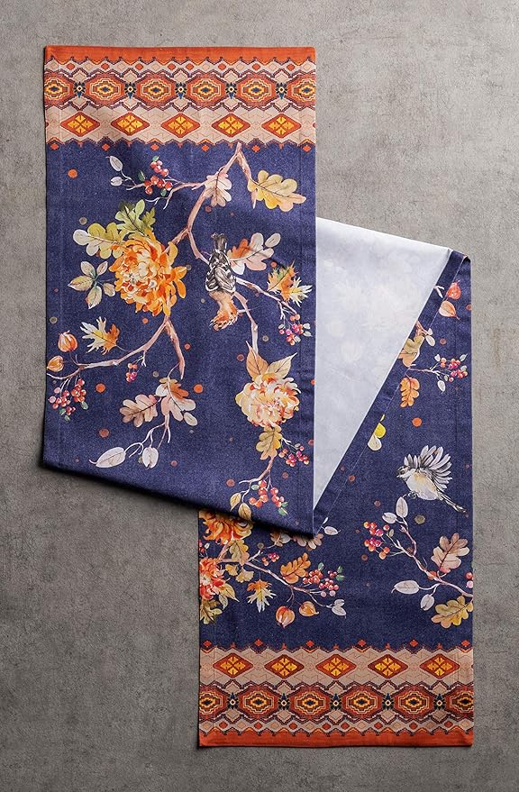 Maison d' Hermine Table Runner 100% Cotton Single Layer Table Runners 48 inches Long for Thanksgiving Christmas Decorations Home Kitchen Dining Party Wedding (Kelim - Infinity, 14.5" x 48")