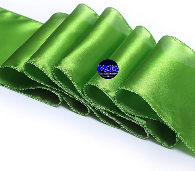 MDS Pack of 25 PCS Satin Chair Sashes Charmeuse Sateen Dining Chair Bows Ribbon Ties Back Sash for Wedding Party Birthday Home Hotel Restaurant Banquet Decoration (7 x 108 Inch, Parrot Green)