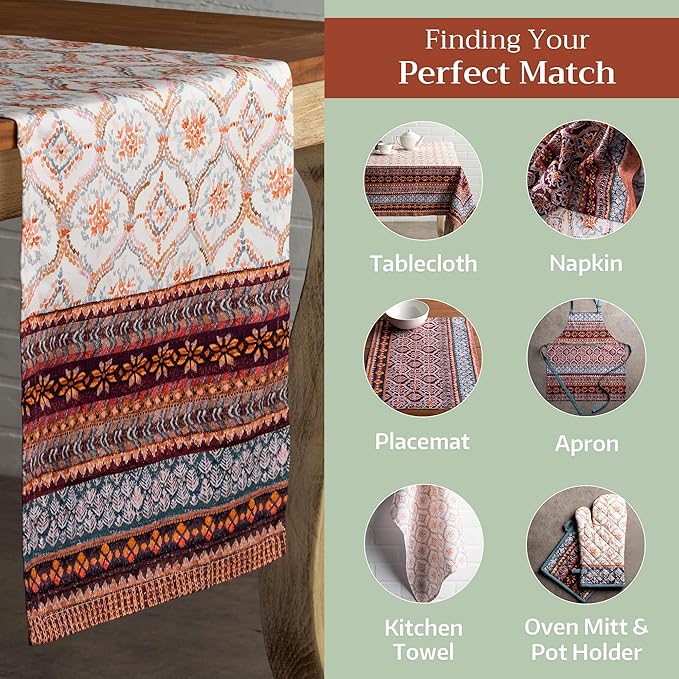 Maison d' Hermine Table Runner 100% Cotton Single Layer Table Runners 72 inches Long for Thanksgiving Christmas Decorations Home Kitchen Dining Party Wedding (Fair Isle, 14.5" x 72")