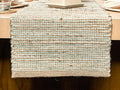 Chardin home Natural Jute Table Runner 13x90 Inch – Vintage Boho Rustic Table Decor – Handwoven Table Runner in Natural Jute and Sage Green-White – Farmhouse Dining or Console Table Accent