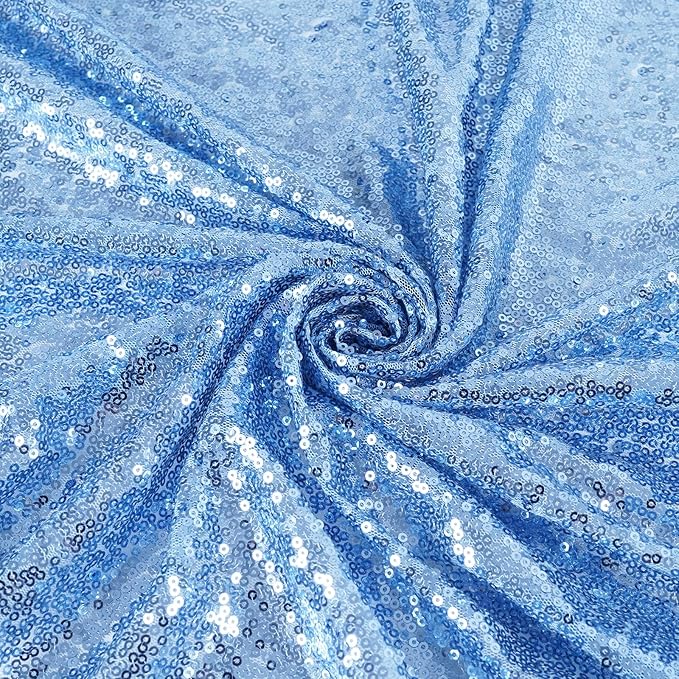 SquarePie Sequin Tablecloth 50 x 72 Inch Baby Blue Sparkly Table Linen for Wedding Party