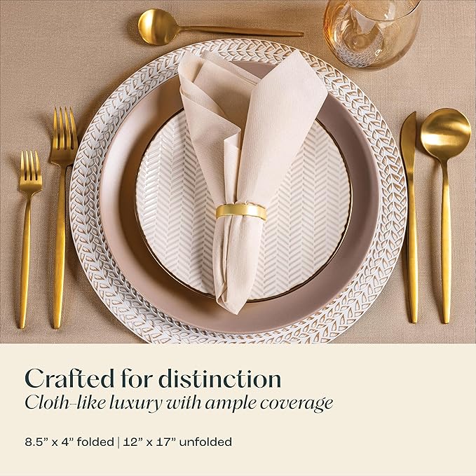 50-Pack Disposable Linen-Feel Pebble Stone Napkins, 12" x 17" Cloth-Like Paper Dinner Napkins For Wedding, Bathroom, Party Or Event