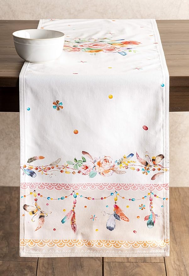 Maison d' Hermine Table Runner 100% Cotton Double Layer Table Runners 108 inches Long Decorative for Home Kitchen Dining Party Wedding Bridal Shower Spring Summer (Ibiza - Beige, 14.50" x 108")