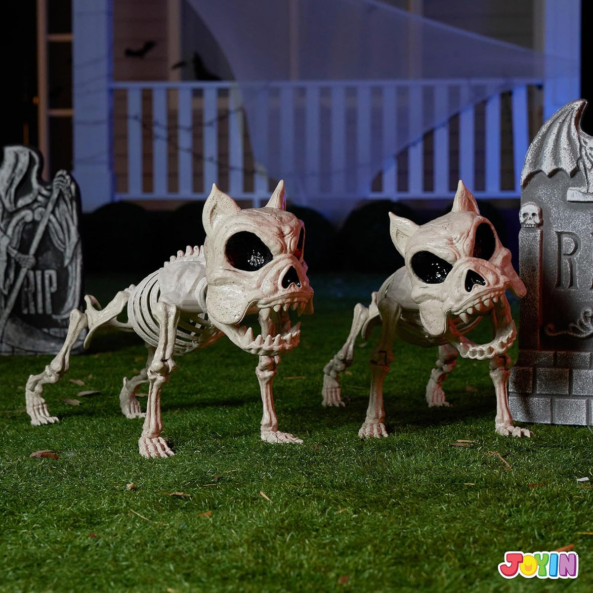 JOYIN 2 PCS 16" Poseable Dog Skeleton Halloween Decoration Animal Puppy ...
