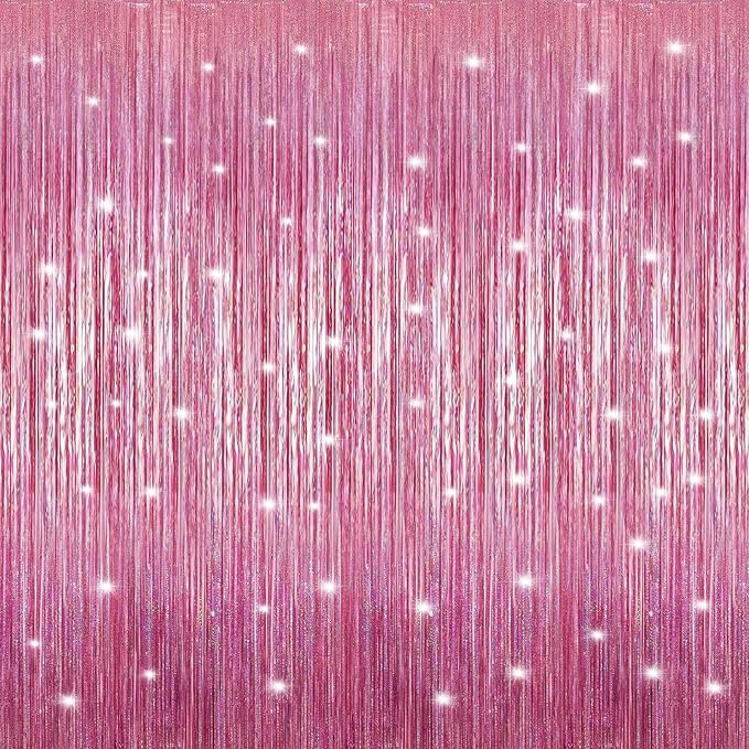 Crosize 2 Pack 3.3 x 9.9 ft Bright Laser Glitter Foil Fringe Curtains Party Decorations, Tinsel Curtain Backdrop for Parties, Door Streamers, Glitter Streamer Backdrop for Birthday Decoration