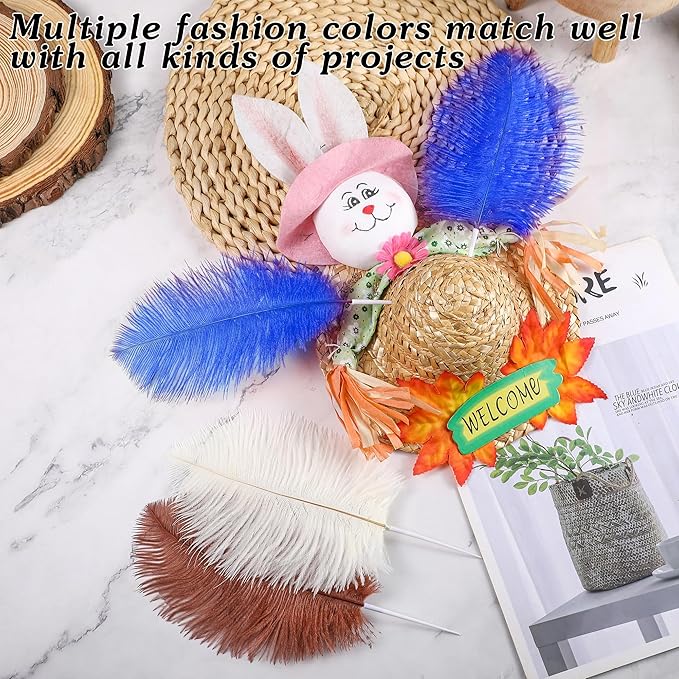 SOGUGOM Blue Craft Ostrich Feathers - 30PCS 6-8 inch Ostrich Feathers Kit for Centerpieces, Kindergarten Crafts, Dream Catchers and DIY Projects(Royal Blue)