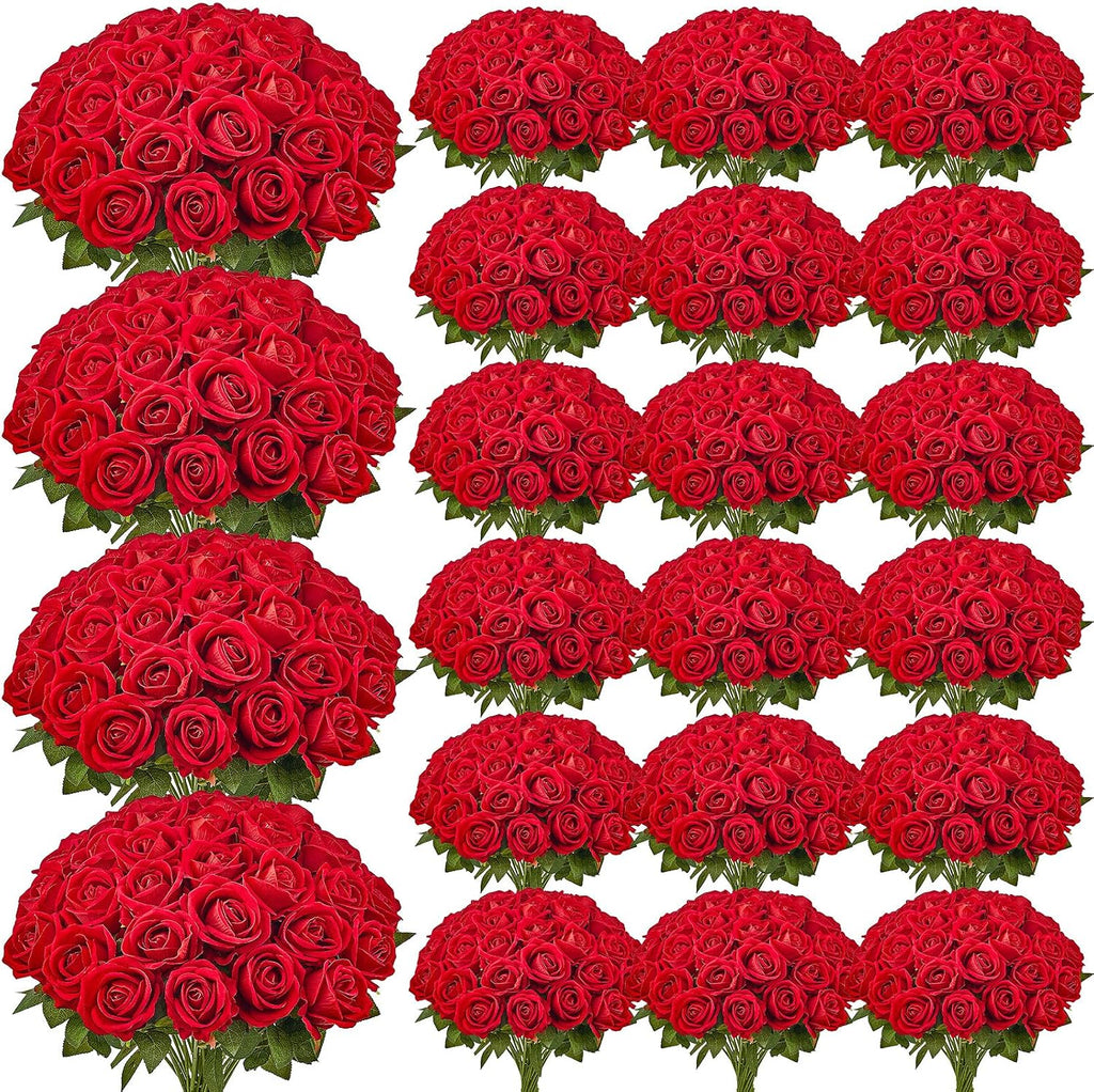 vevor artificial flowers, 500 pcs real looking red, main product view