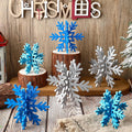 Bucherry 12 Pcs Wooden Snowflake Table Decor 3D Snowflake Tabletop Signs and Centerpiece for Christmas Xmas Winter Wonderland Decorations Home Party(Silver)