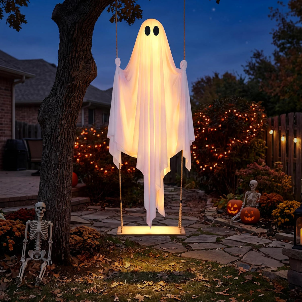 JOYIN Halloween Decorations Outdoor - 5 FT Large Hanging Swing Ghost, Swing W...