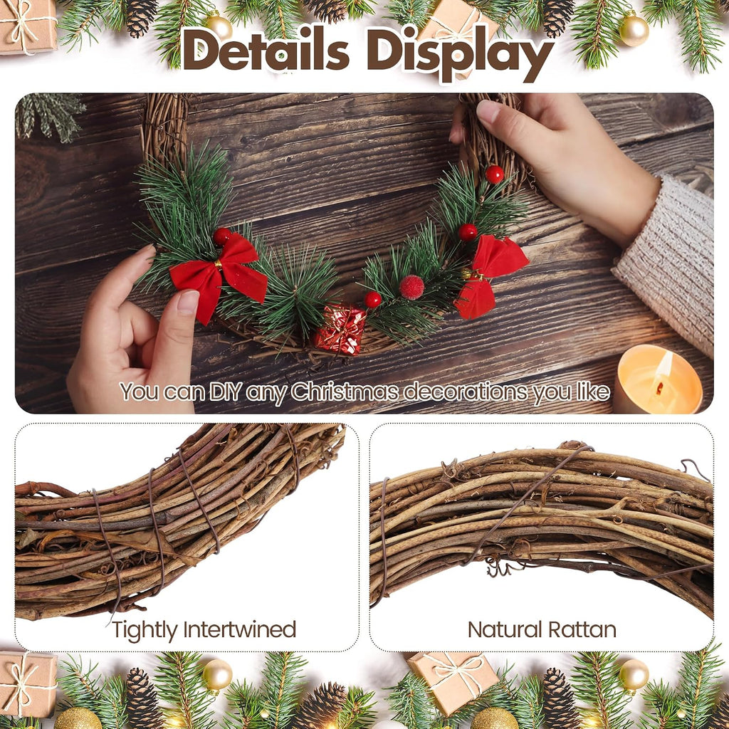 ruisita 12 pieces 8 inch grapevine wreaths vine, close-up detail