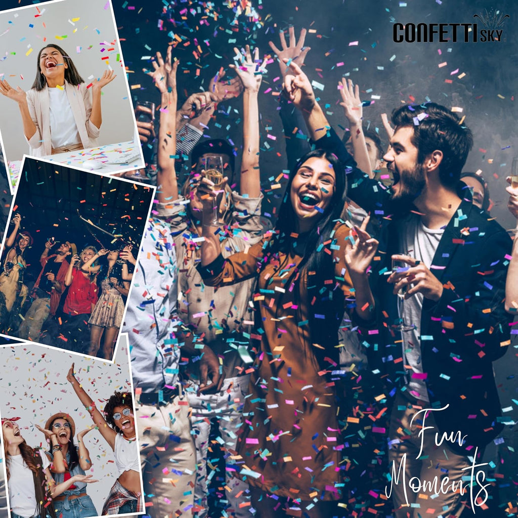 Confetti Sky [6 Pack] 12 Inch Confetti Cannons | Multicolor Confetti Poppers for Wedding Celebration, Birthday Party, Pranks, Graduation, Christmas Eve and New Year Celebration