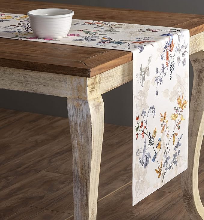 Maison d' Hermine Table Runner 100% Cotton Single Layer Table Runners 72 inches Long for Thanksgiving Christmas Decorations Home Kitchen Dining Party Wedding (Equinoxe - Beige, 14.5" x 72")