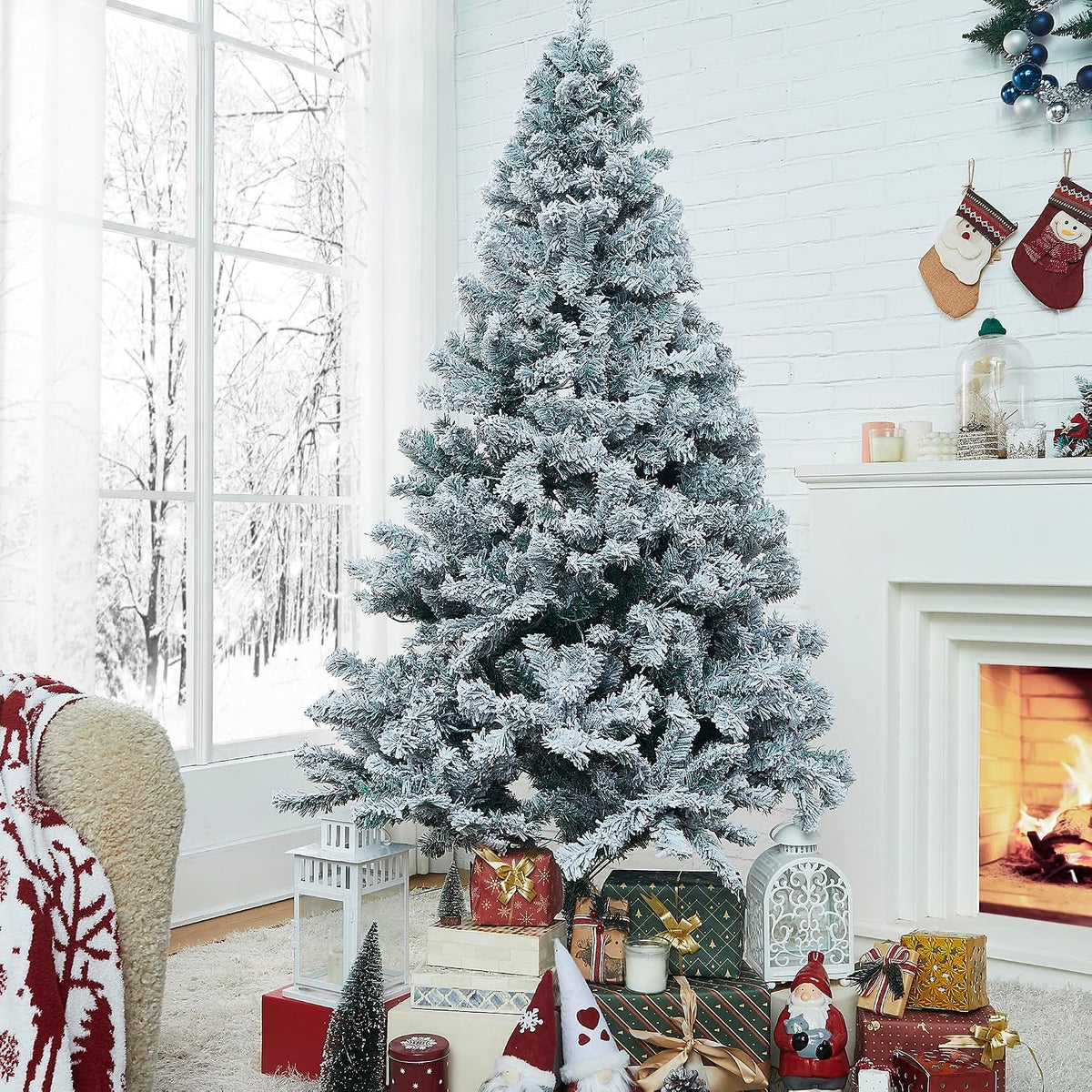frosted christmas tree 6ft pre-lit with 250 warm, main product view
