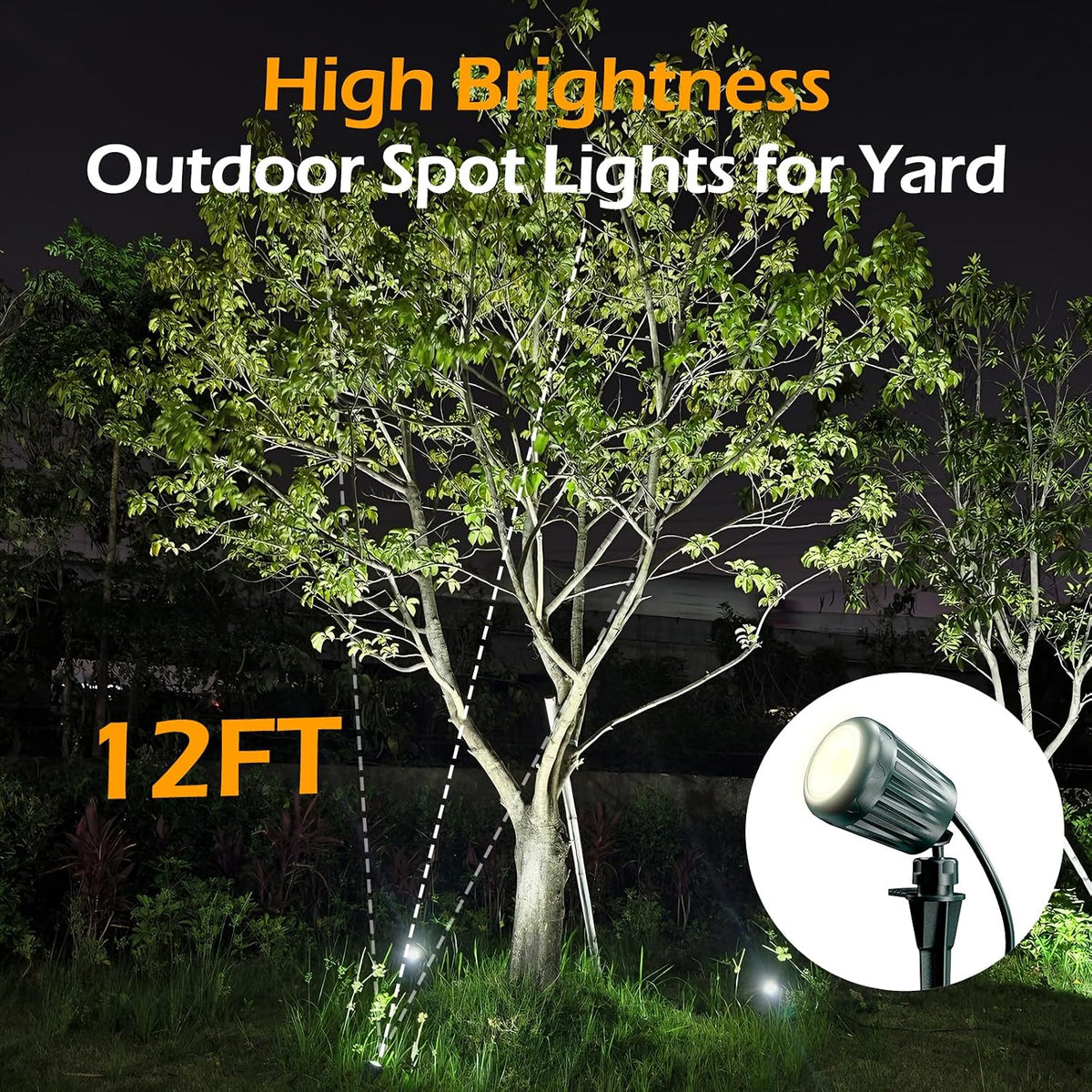 Halloween Spotlights Outdoor,120V Timer Remote Control,4 Pack