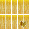 10 Pack Gold Backdrop Curtain 3.2ft x 8.2ft Metallic Tinsel Foil Fringe Curtains Photo Booth Background for Birthday Party Decoration Baby Shower Engagement Wedding Christmas Decoration (Gold)