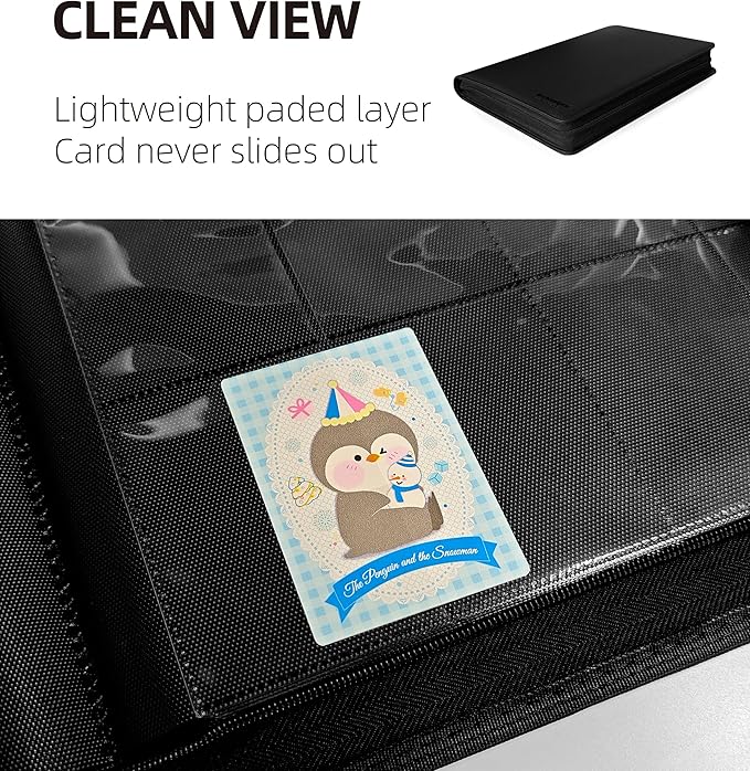 16 Pockets Premium Card Binder 1024 Cards Trading Card Binders Side Load Card Storage Display Album(16 Pocket 1024 Card Slot,Black)