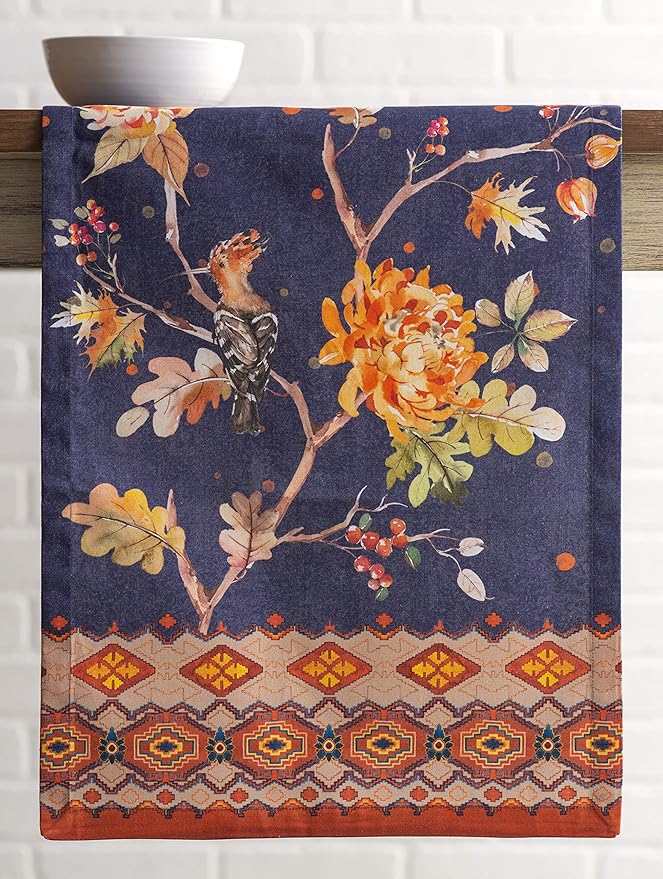 Maison d' Hermine Table Runner 100% Cotton Single Layer Table Runners 48 inches Long for Thanksgiving Christmas Decorations Home Kitchen Dining Party Wedding (Kelim - Infinity, 14.5" x 48")