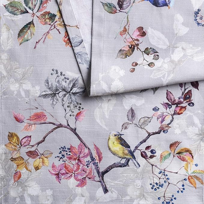 Maison d' Hermine Table Runner 100% Cotton Single Layer Table Runners 48 inches Long for Thanksgiving Christmas Decorations Home Kitchen Dining Party Wedding (Equinoxe - Grey, 14.5" x 48")