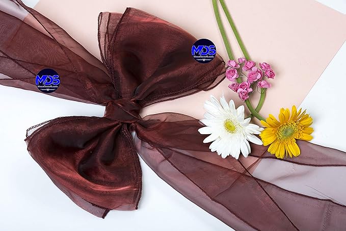 MDS Pack of 100 PCS Organza Chair Sashes Wider Dining Chair Bows Ribbon Tie Back for Wedding Party Birthday Bridal Shower Reception Event Banquet Home Chair Cover Decoration - Burgundy