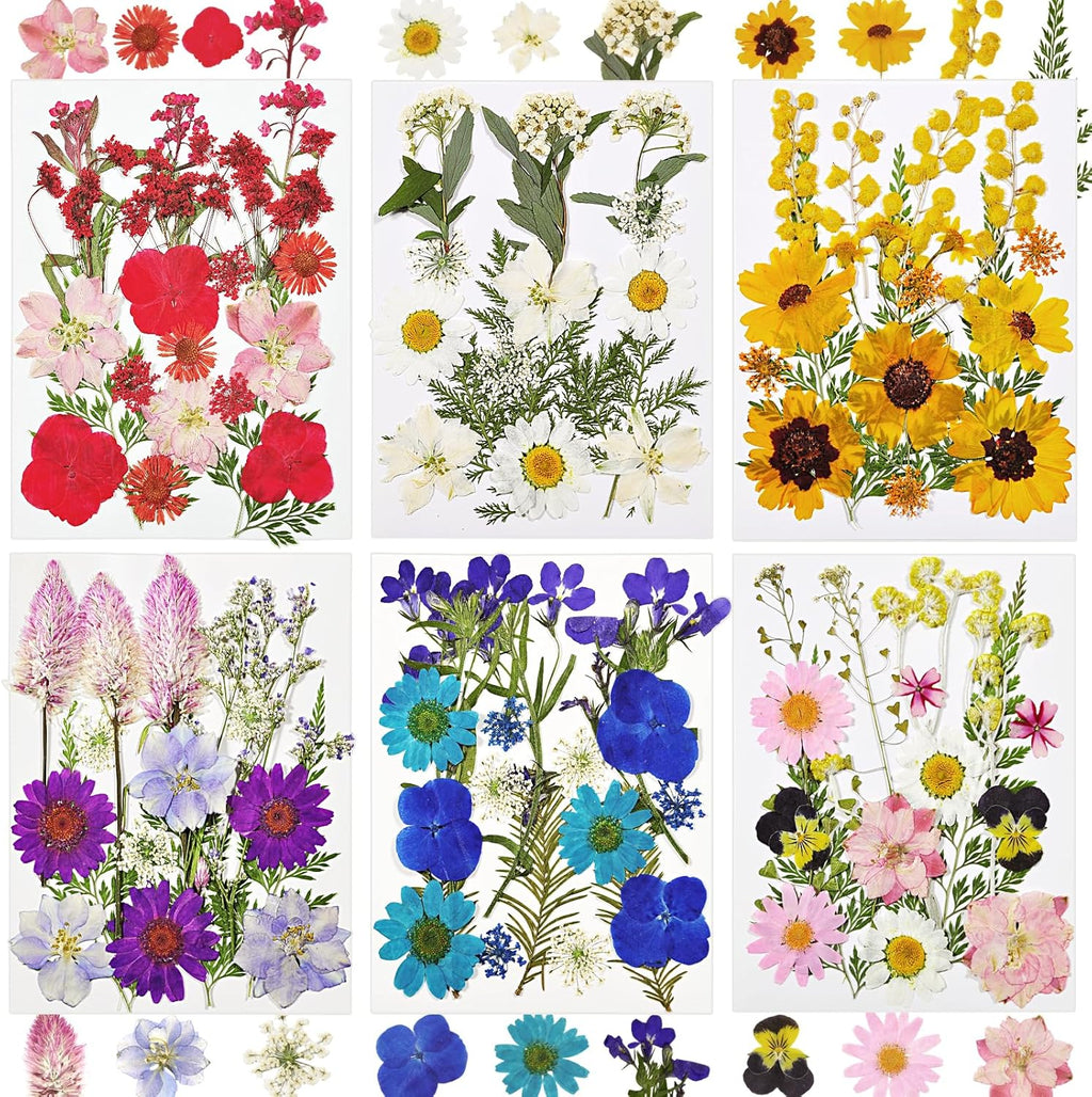 Dried Flowers for Resin, 106pcs Natural Flowers and Leaves Compressed | Vacuum Packed DIY Pressed Flowers for Epoxy, Jewelry, Candles, Soap, Nail Production