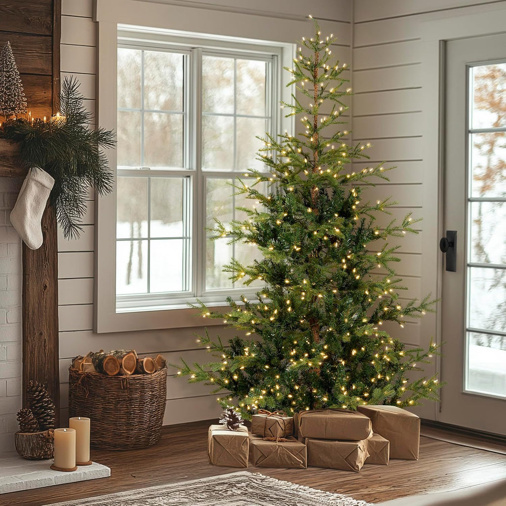 national tree company 6.5ft pre-lit norwegian spruce christmas, side view
