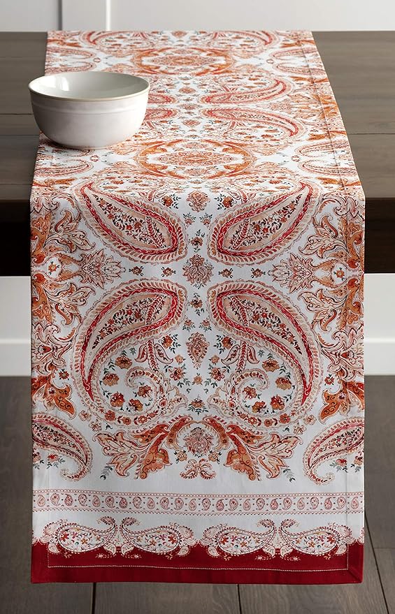 Maison d' Hermine Table Runner 100% Cotton Single Layer Table Runners 72 inches Long for Thanksgiving Christmas Decorations Home Kitchen Dining Party Wedding (Orient, 14.5" x 72")