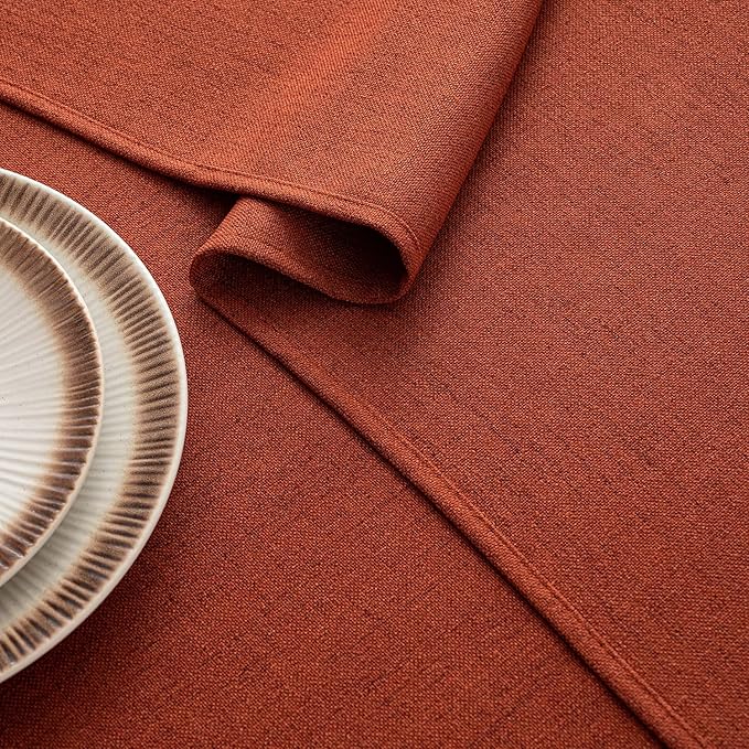 MIULEE Burnt Orange Linen Tablecloth 52x70 Inch Rectangle Table Cloth Waterproof,Stain Resistant & Wrinkle Resistant for Dining Party Wedding