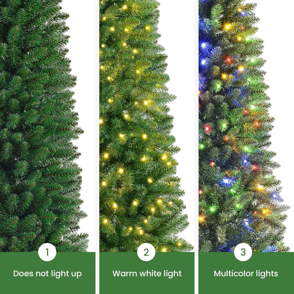 shareconn 6ft prelit pencil hinged christmas tree with showing dimensions