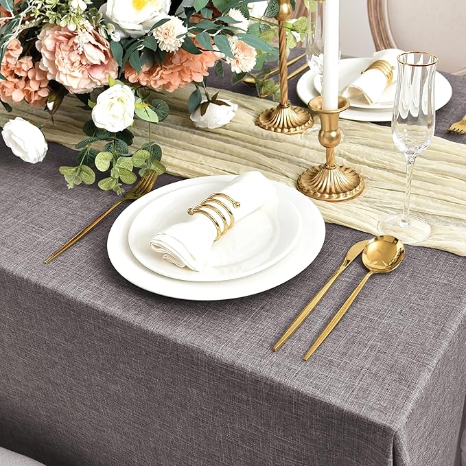 Fitable Square Table Cloth Linen Textured: Water & Stain Resistant Farmhouse Tablecloth, Washable Burlap Table Covers for Kitchen Dining Party(2 Pack, 54x54 Inch, Stone)
