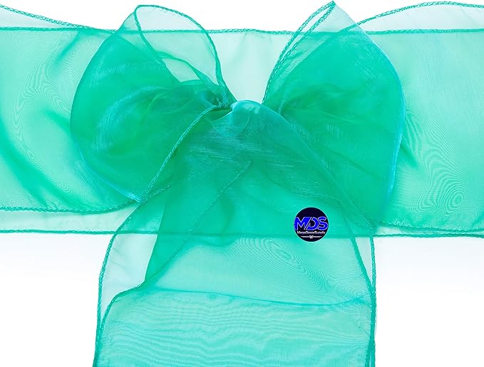 MDS Pack of 200 PCS Organza Chair Sashes Wider Dining Chair Bows Ribbon Tie Back for Wedding Party Birthday Bridal Shower Reception Event Banquet Home Chair Cover Decoration - Green